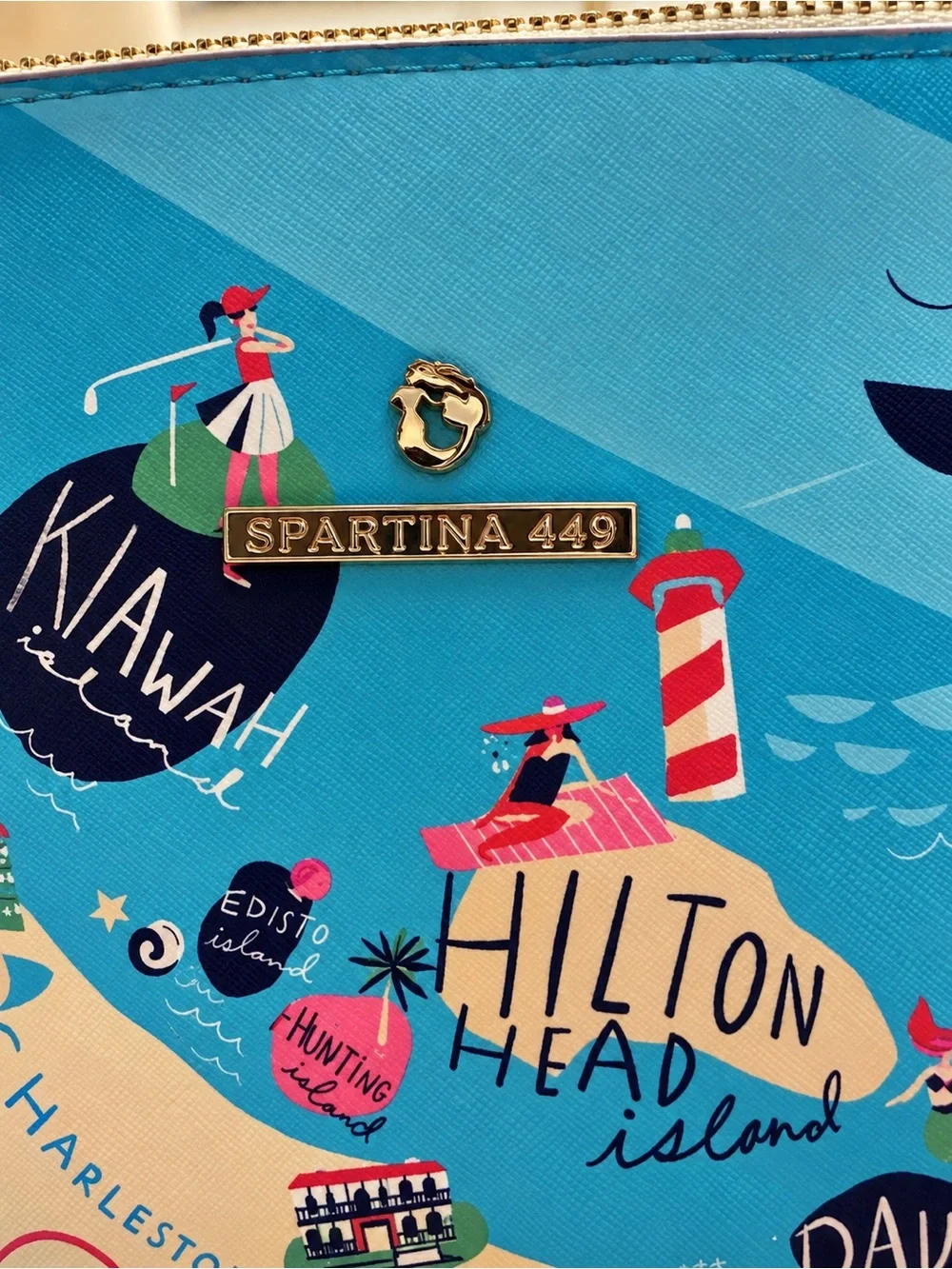 Spartina 449 Sea Islands South Carolina Coastal Map Travel Cosmetic Bag